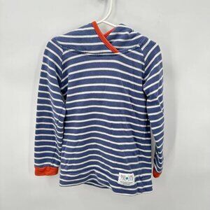 PURL LAMB Blue Striped with Orange Hooded Sweatshirt / 4T